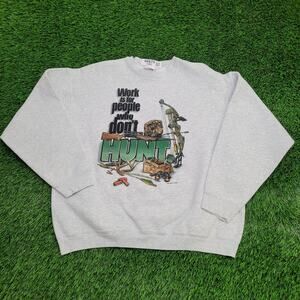 Vintage Funny Hunting Sweatshirt Womens XXL 25x25 Boxy